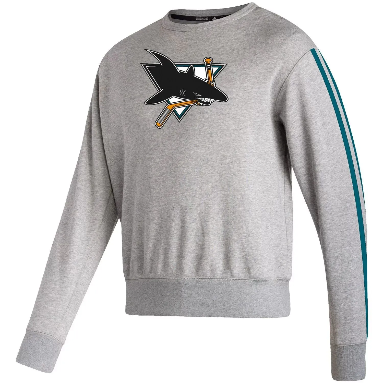 adidas Men's Vintage Gray Print Pullover San Jose Sharks Team Classics