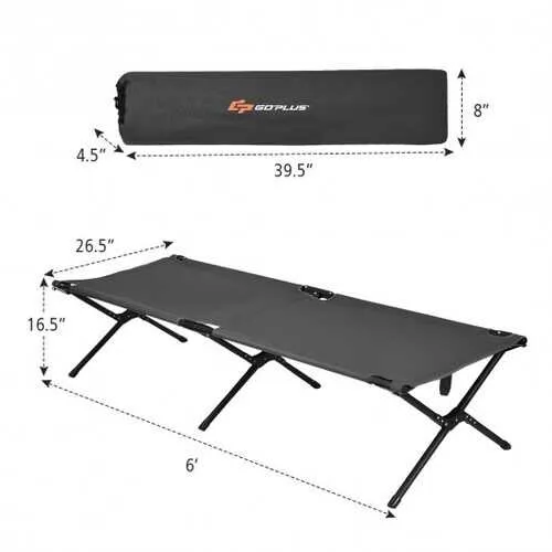 Adults Kids Folding Camping Cot-Gray