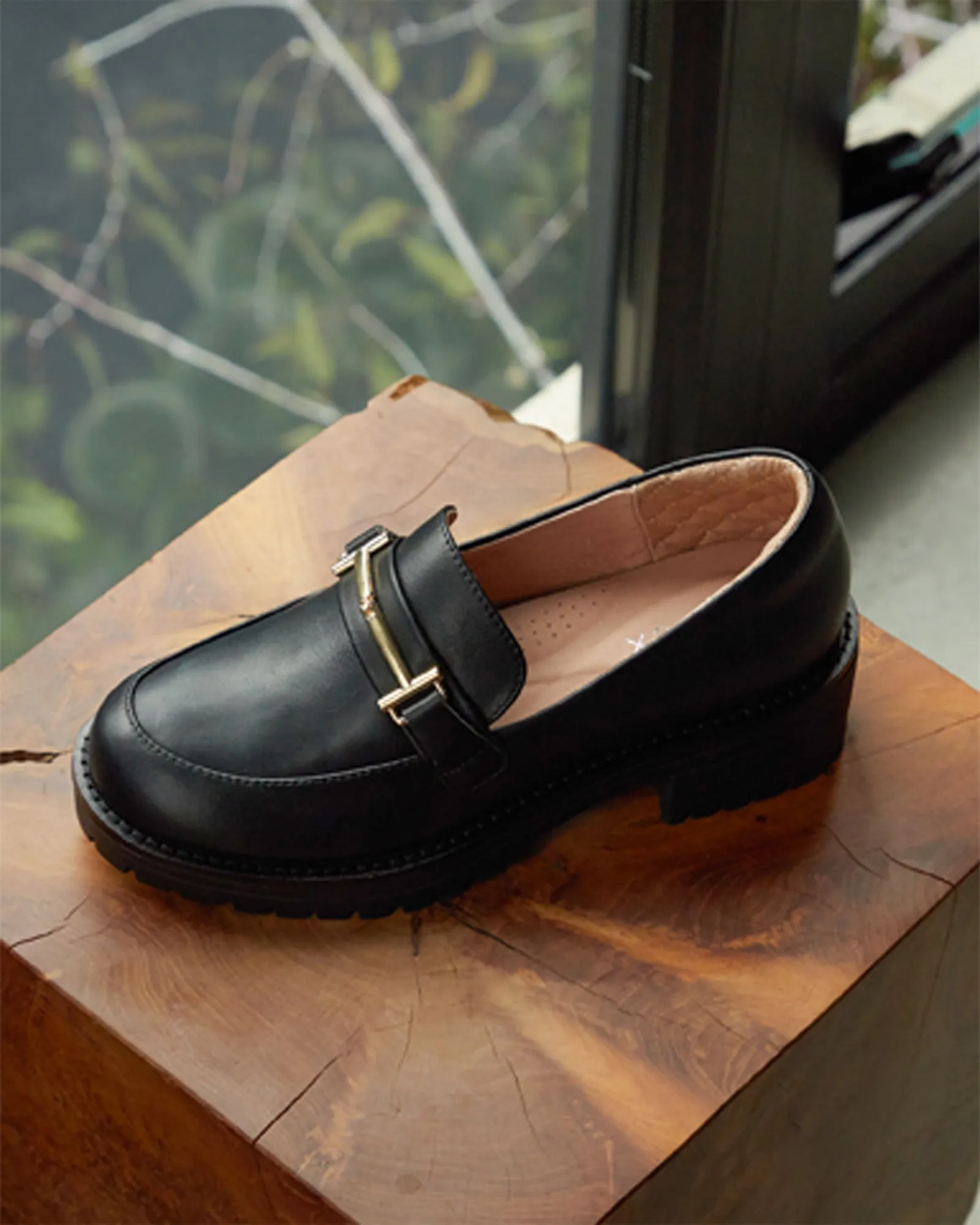 AGATHA Leather Heeled Loafers