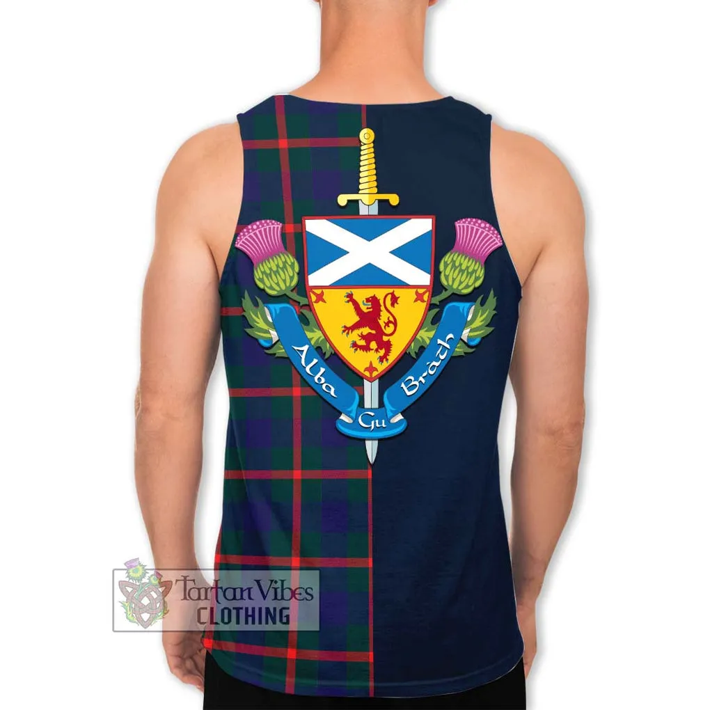 Agnew Tartan Men's Tank Top Alba with Scottish Lion Royal Arm Half Style