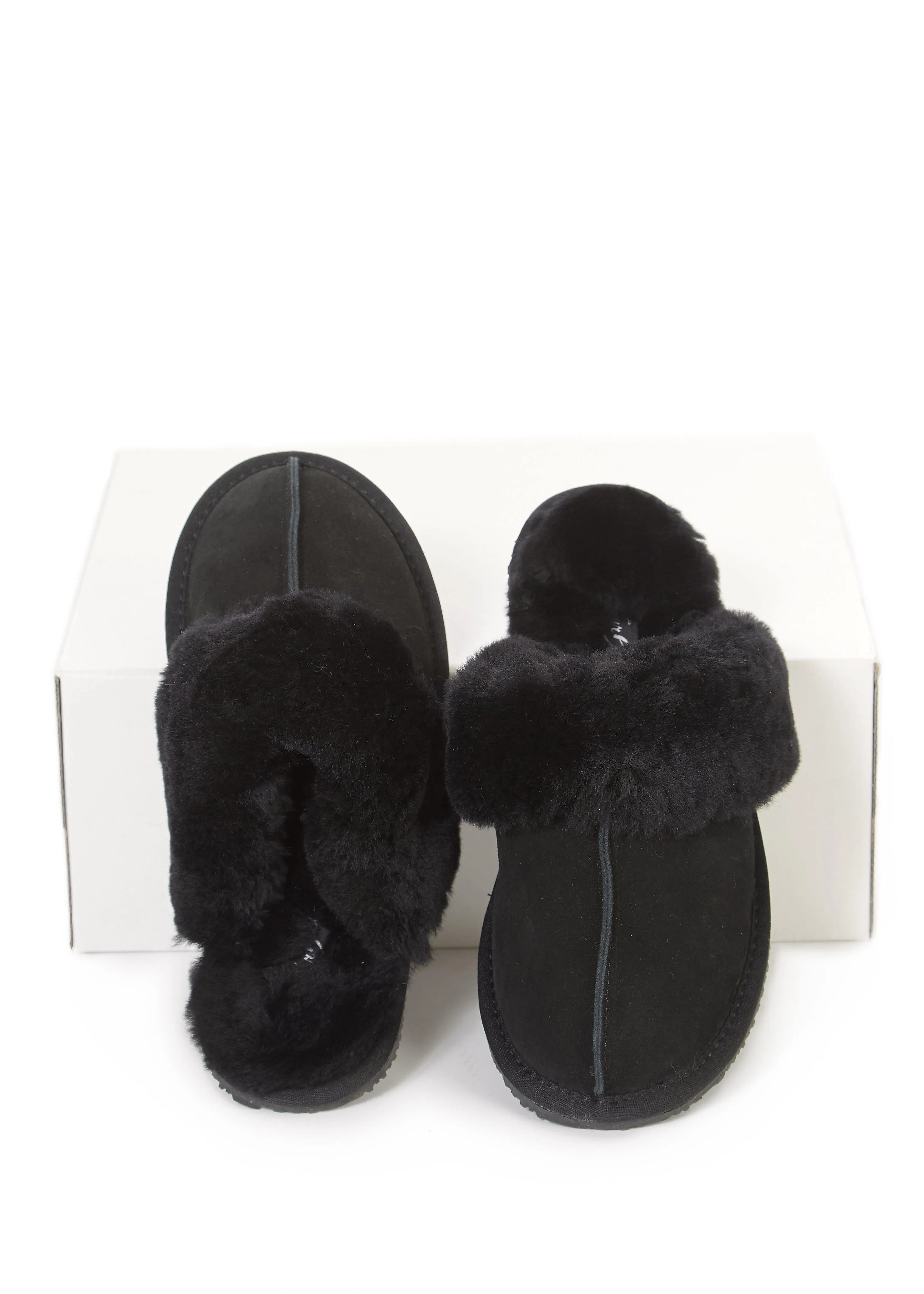 Classic Black Sheepskin Slippers