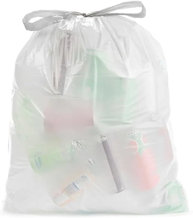 Commander 13 Gallon 0.78 MIL White Plastic Trash Bags Unscented - 24" x 27" - Pack of 120, For Home, Kitchen, Commercial, & Office