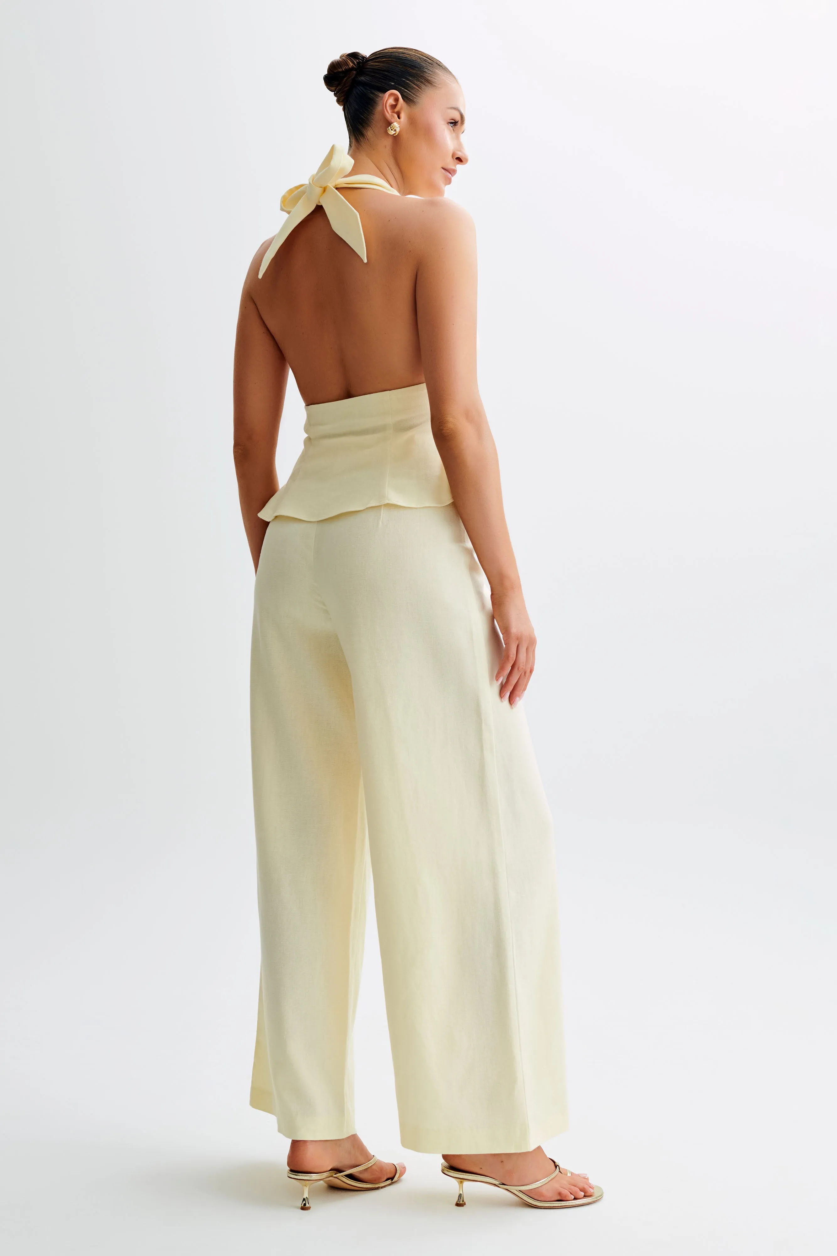 Delfina Linen Halter Top - Lemon Sherbet