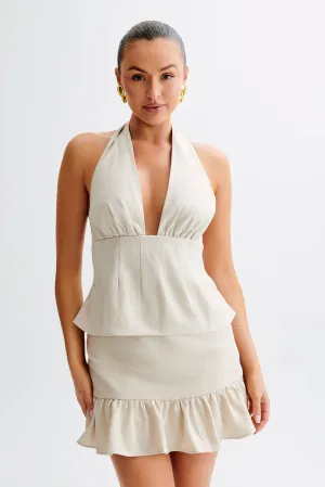 Delfina Linen Halter Top - Natural