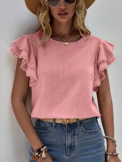 Denise Ruffle Sleeve Top