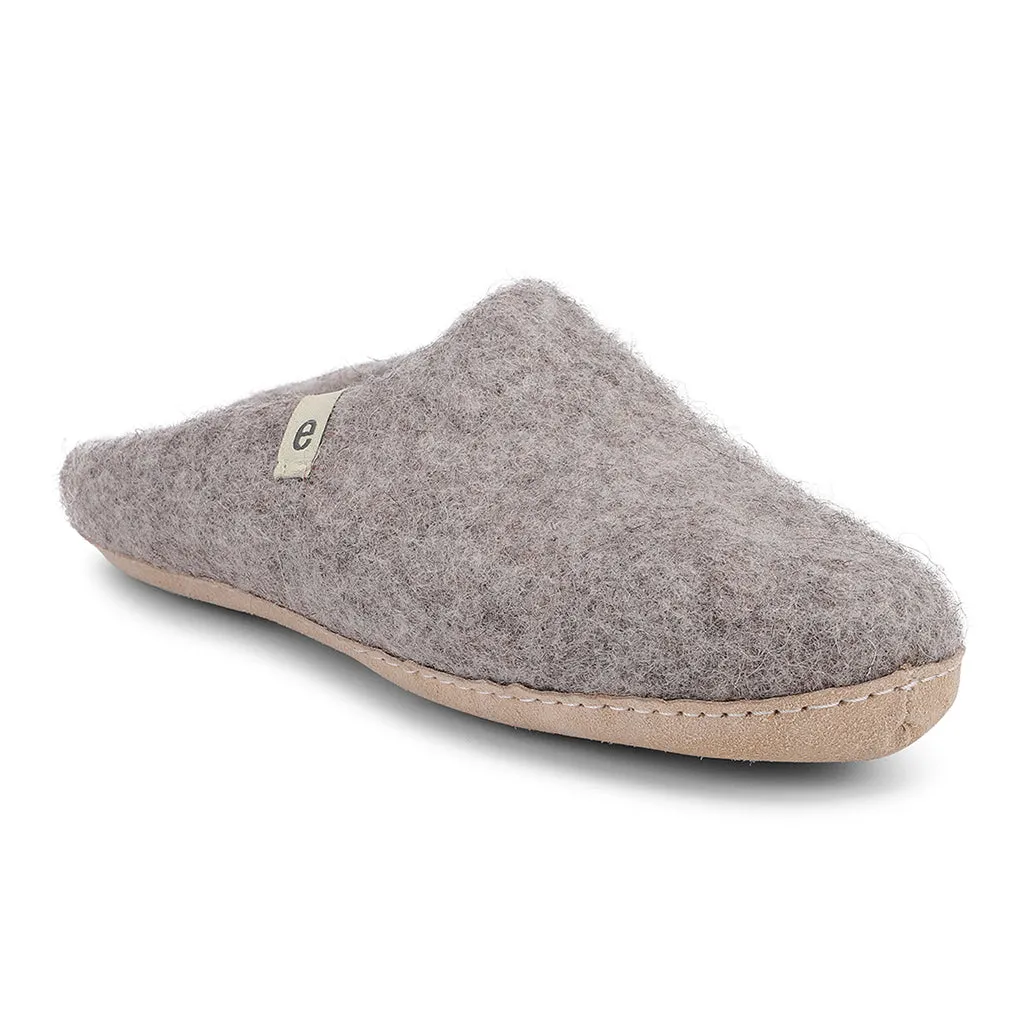 Egos Felted Wool Mule Slippers, Natural Grey