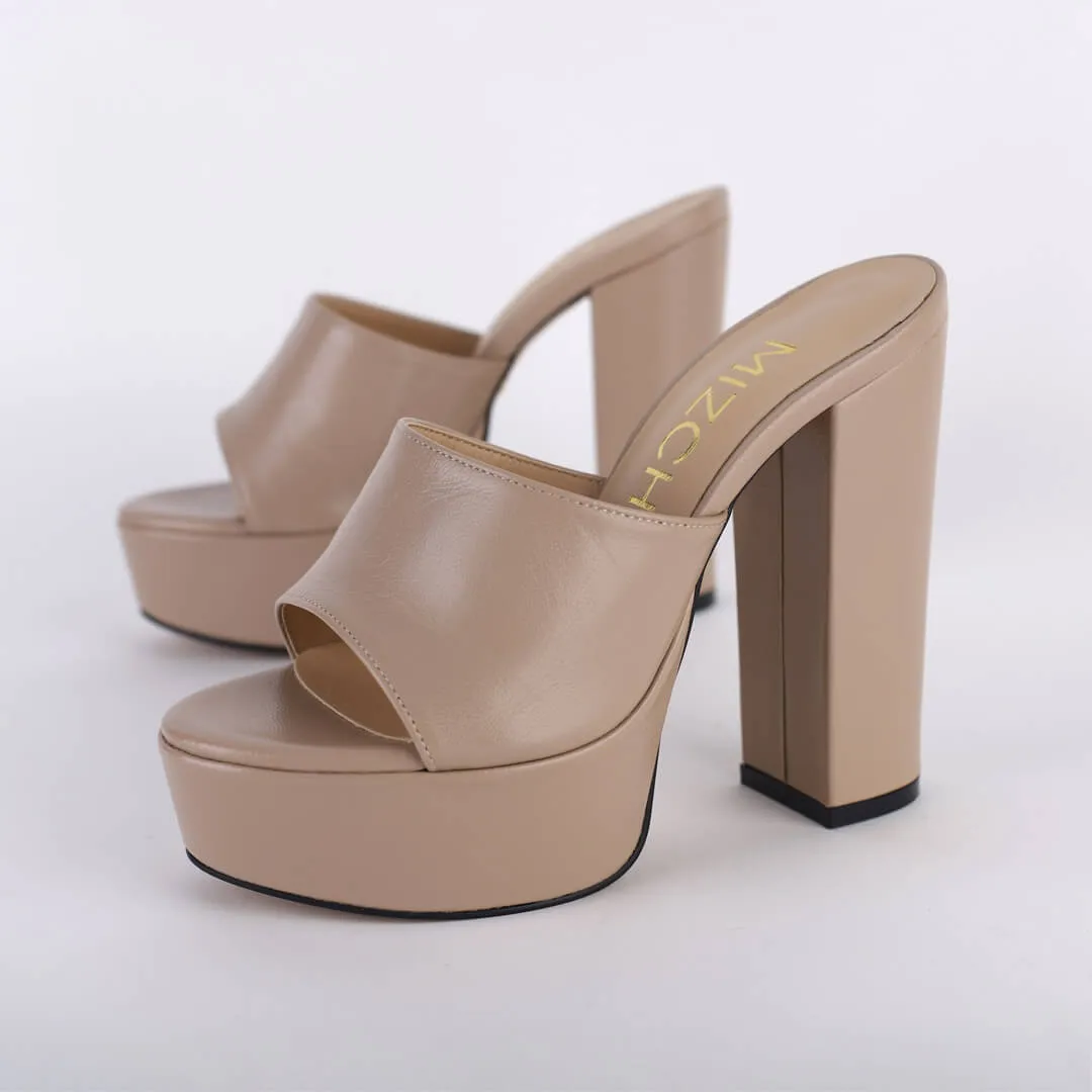 ERIN - platform mules (Custom order in Black or Beige patent leather)
