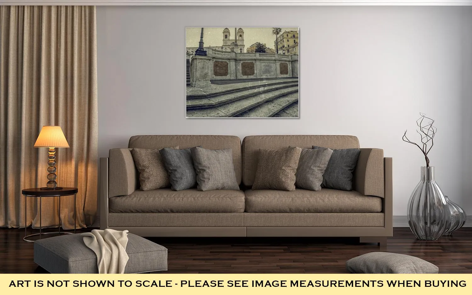 Gallery Wrapped Canvas, Old Photo In Vintage Style With Spanish Steps From Piazza Di Spa