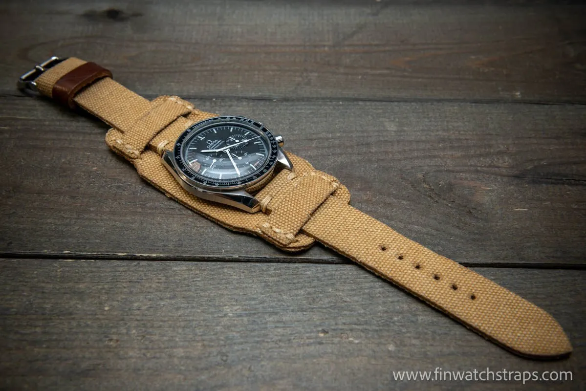 Military Bund Style Watch Strap: Vintage Canvas, handmade in Finland, Limited edition, watch lugs 10-26 mm.