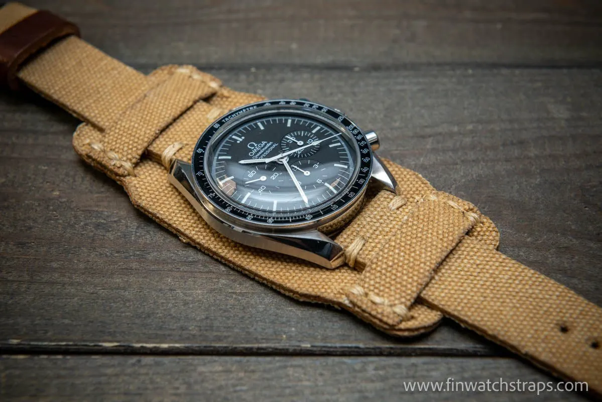 Military Bund Style Watch Strap: Vintage Canvas, handmade in Finland, Limited edition, watch lugs 10-26 mm.