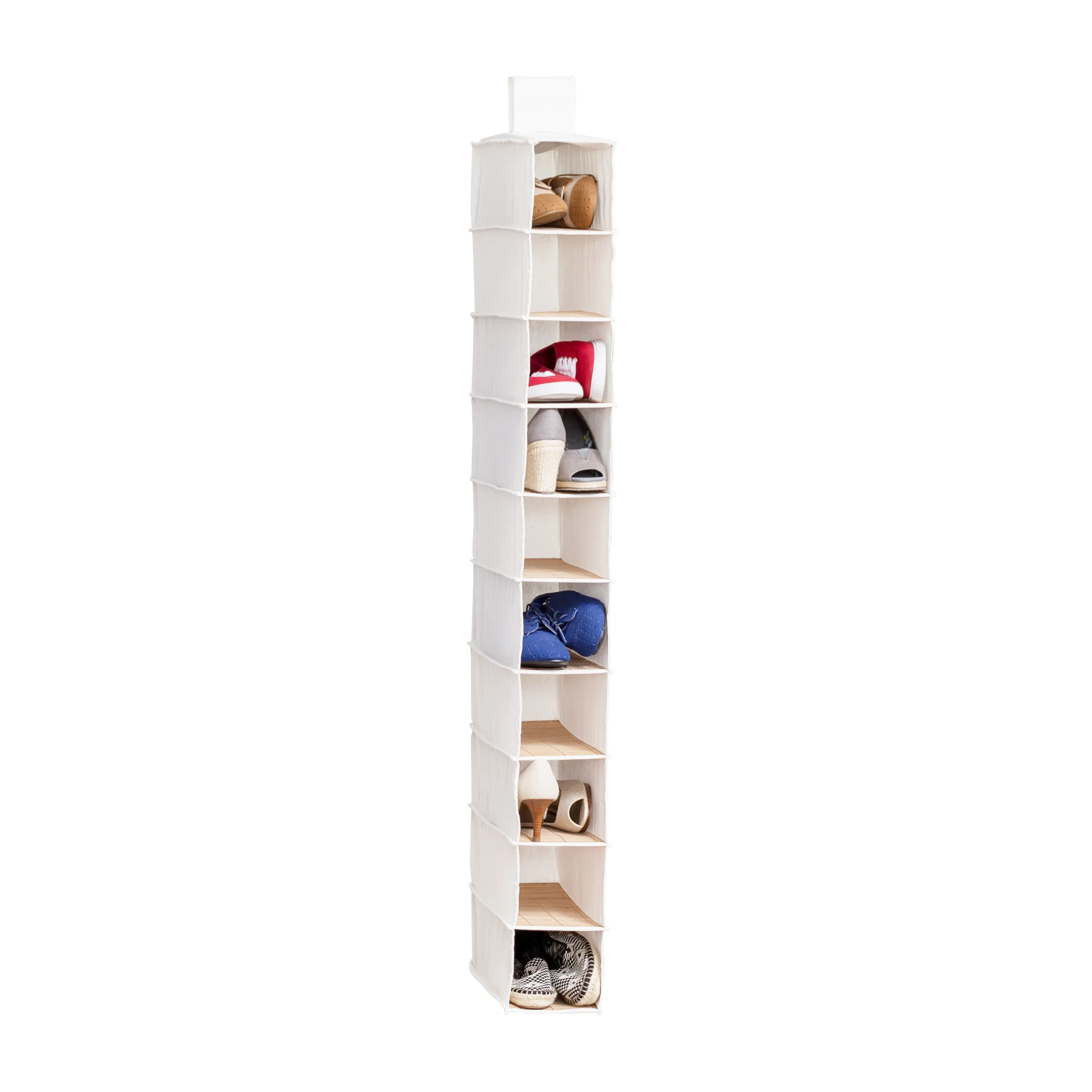 Natural/Bamboo 10-Tier Hanging Shoe Organizer