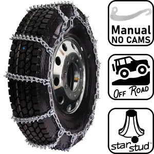 pewag 7mm, Star Stud, Ladder Pattern Tire Chains without Cams - for Heavy Truck - Pair - USA2247S 7ST