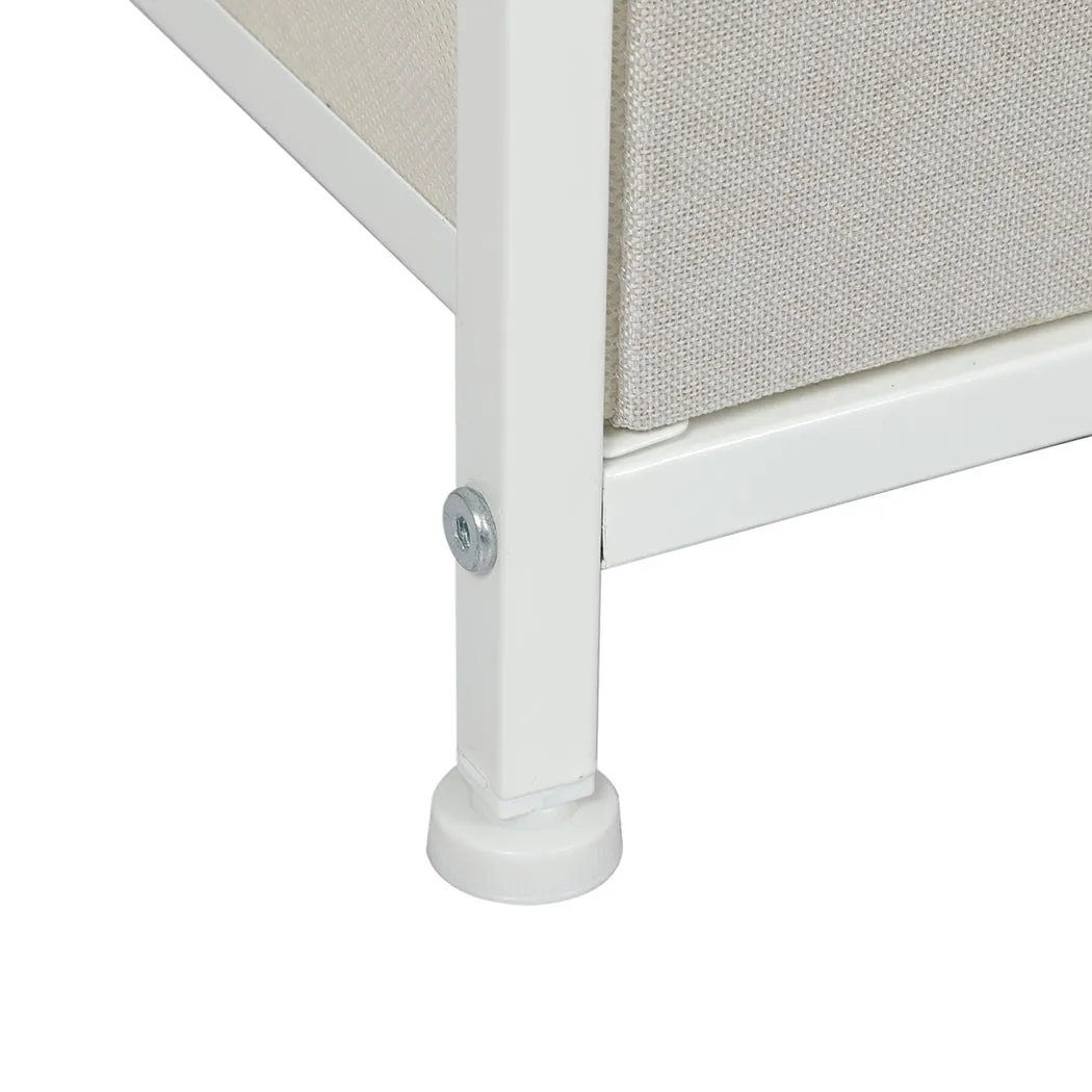 Stylish Bedside Table with 2 Removable Beige Fabric Drawers