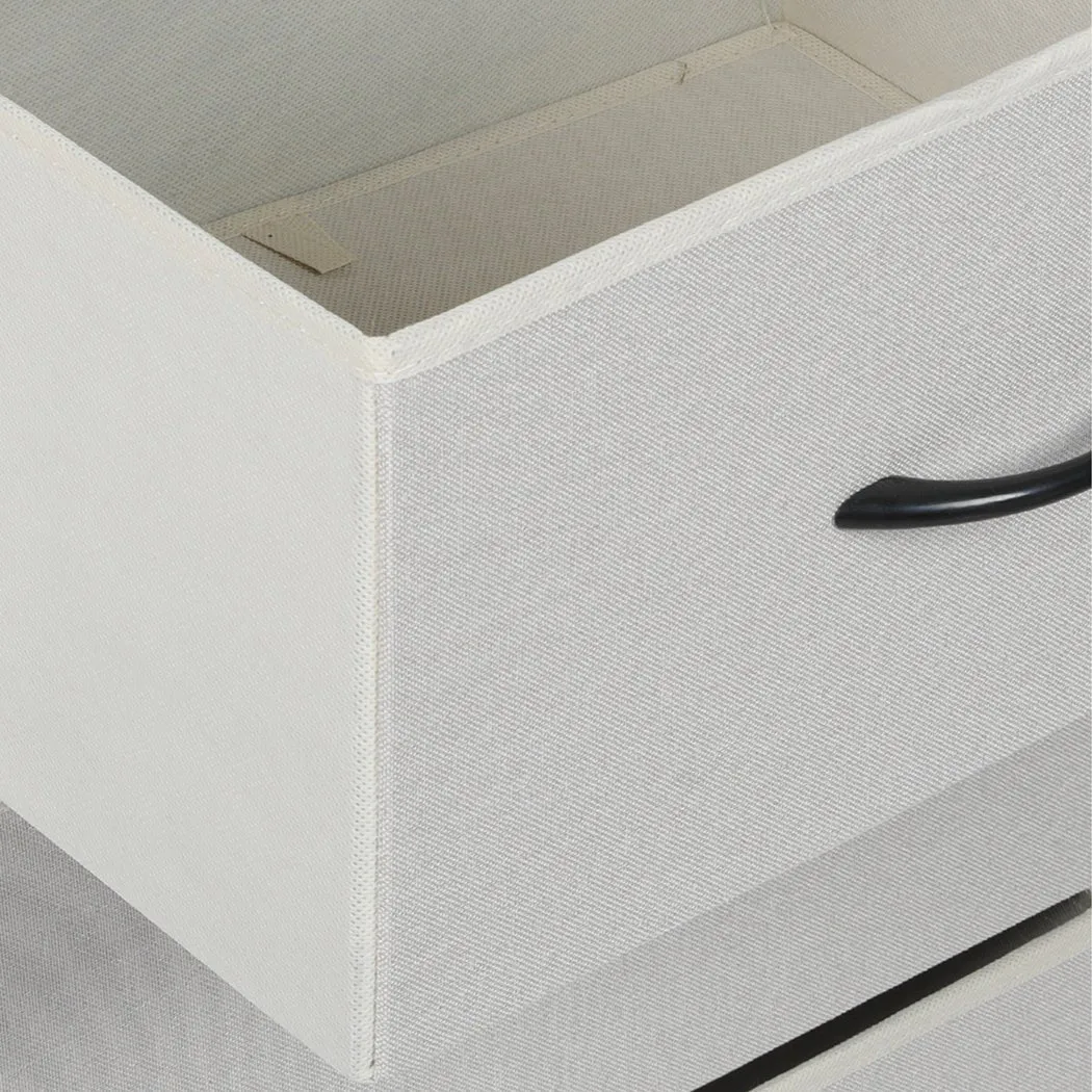 Stylish Bedside Table with 2 Removable Beige Fabric Drawers