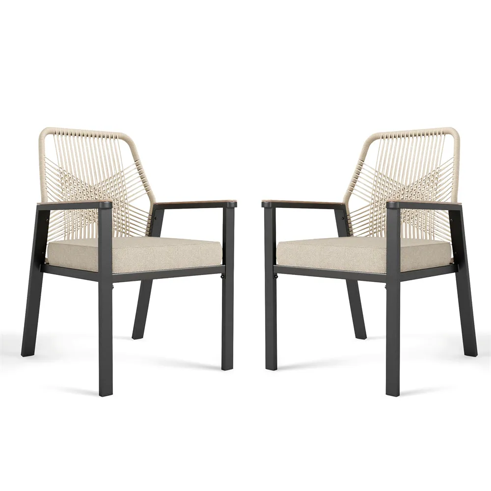 Stylish Rattan Rope Patio Dining Chairs-Phi Villa