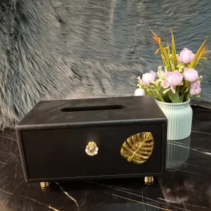 Stylish Wooden Tissue Box Black