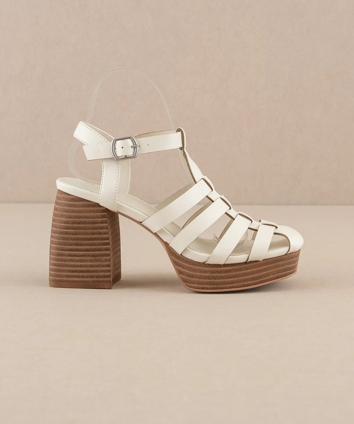 The Hailee | White Gladiator Cage Platform Heels