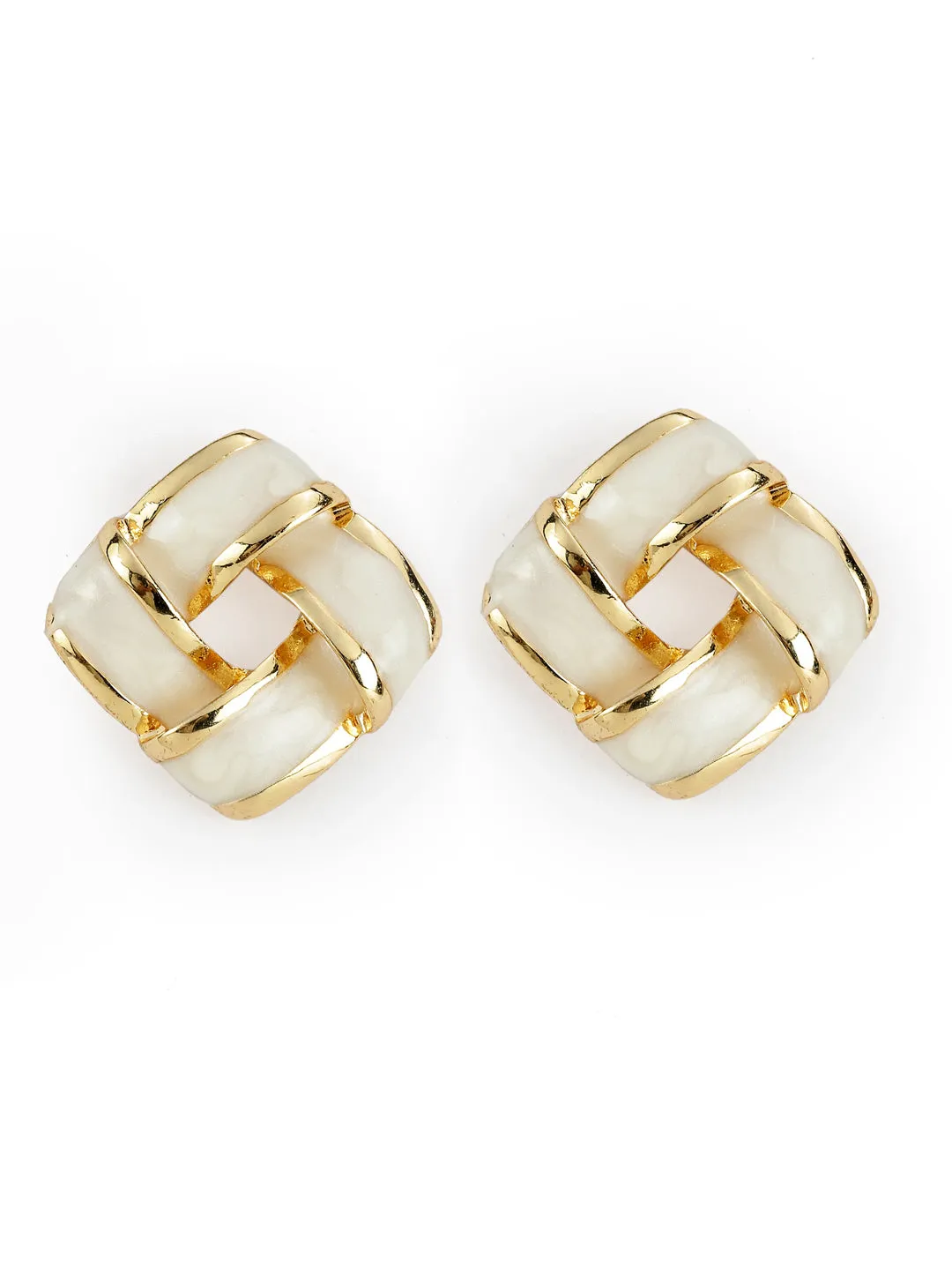 White Color Square Earrings Classic and stylish design